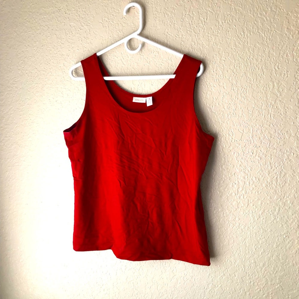 Chico’s red knit tank.